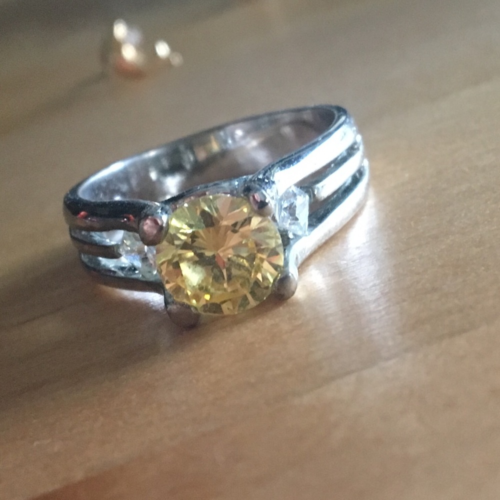 Silver Ring with yellow stone